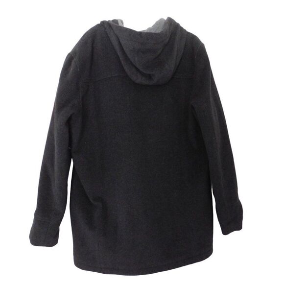 Kenneth Cole Black Coat Wool Blend Zip Button Hooded Quilted Lining Size XL - Picture 8 of 9